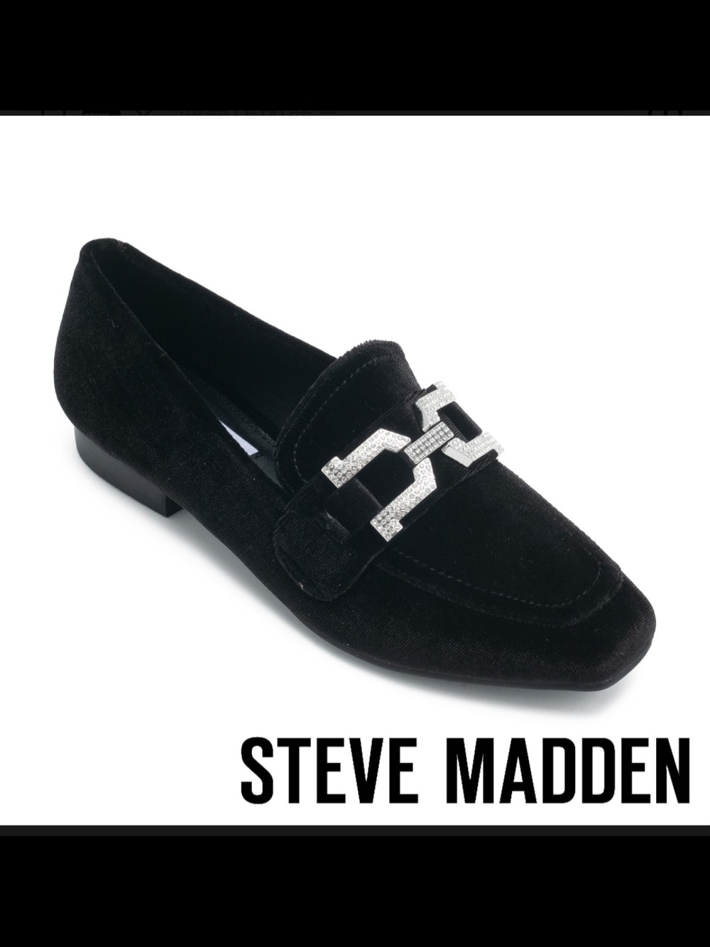 Steve Madden Black Velvet Embellished Loafers